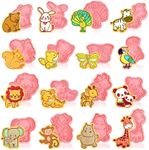 Jspupifip 16 Pack Animal Cookie Cutters Set,3D Cookie Plunger Stamps Jungle Safari Animal Zoo Circus DIY Press Molds Baby Shower Cracker Cutters Birthday Party Baking Supplies Clay Biscuit Molds