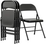 GarveeHome Folding Chairs 4 Pack, Foldable Chairs with Metal Frame Hold Up to 350 Pounds, Portable Black Folding Chairs Suitable for Dining Room, Living Room, Office, Indoor and Outdoor Events