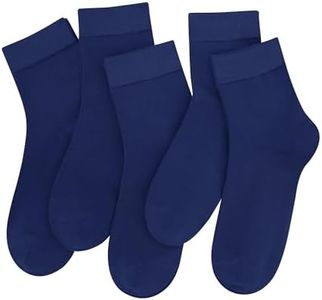 SERISIMPLE Colorful Quarter Ladies Crew Socks Breathable Solid Pastel Light Color Thin Bootie Unisex Sock 5 Pairs (s,Royal Blue)