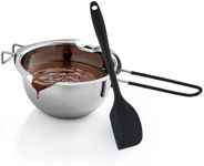 Uhuida 600ml Double Boiler, 304 Stainless Steel Bain Marie, Chocolate Melts Pot with Stirring Spoon, Stove Top Double Boilers for Butter, Candy, Cheese, Candles(Silver)