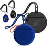 BARKIE Small Silicone Dog Treat Pouch with Pet Training Clicker 2Pack, Durable Metal Zipper, Integrated Strap, Mini Portable Size, Easy to Clean, Odorless, Travel Walking Bag for Leash (Black & Blue)