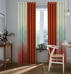 Casableu Long Printed Room Darkening Blackout Curtain Combo 4 Piece 2 Piece of Kudo Orange and Sunblock Orange in Eyelet Grommet Draperies Design for Door Window (4.5 Ft (W) X 7 Ft (H)