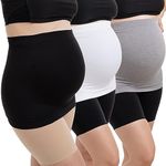 DIRAVO Womens Maternity Belly Band for Pregnancy Non-slip Silicone Stretch Pregnancy Support Belly Belt Bands…, Black+white+lightgray, Large
