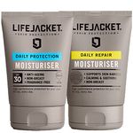 LifeJacket Moisturiser Set - Daily Protection Moisturiser SPF30 100ml + Daily Repair Overnight Hydration Face Cream 100ml Anti Ageing Moisturiser Gift Set Clinically Approved for Sensitive Skin