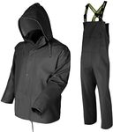 NAVIS MARINE Rain Suit for Men Heavy Duty Workwear Waterproof Jacket with Pants 3 Pieces (Black, XXX-Large)