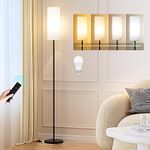 Ambimall Floor Lamp with Remote Control- Dimmable Standing Tall Lamp, Floor Lamps for Living Room, Bedrooms, Stepless Adjustable 3000K-6000K Colors, 10-100% Brightness, Foot Switch