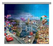 Disney AG Design Cars Kids Curtains/3D Photo Print, Polyester, Multi-Colour, 180 x 160 cm