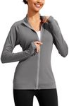 PINSPARK Lightweight Workout Jacket for Women Full Zip Slim Fit Athletic Running Jacket with Thumb Holes Zipper Pockets