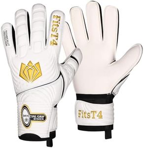 FitsT4 Goalie Goalkeeper Gloves with Fingersaves & Super Grip Palms Soccer Goalkeeper Gloves for Youth, Adult, Gold, 9