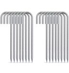 AAGUT 16x Galvanized Steel Rebar Stakes Dig Defence Fence Stakes 12 inch, Heavy Duty Tent Stakes Canopy Garden Stakes, J Hook Deer Fence for Hard Firm Soil(RebarStakes-16_UK)