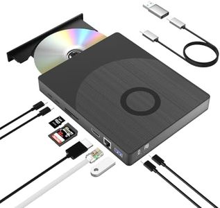 Yaeonku External Blu-ray Drive 8 in 1, Support 100G Disc 3D Optical Bluray Drive with HDMI/LAN/USB 3.0/Type-C/SD/TF Port Interface Suitable for Windows XP/7/8/10/11 MacOS for PC,Laptop,Desktop,Mac