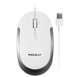 Macally DYNAMOUSE-W USB Optical Silent Click Mouse With 2 Buttons, Scrollwheel and DPI Button for Mac and PC, white White & Silver