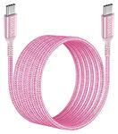 Long USB C to USB C Cable 15 ft Pink, 60W Fast Charging, Awnuwuy USB Type C Charger Cord Compatible with iPad Pro Air 12.9 4th Generation, MacBook Pro, PS5, Google Pixel 6 4a, Samsung Galaxy Note 20