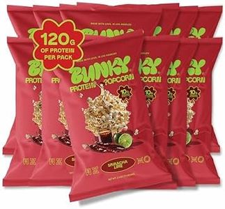 BUNKY Protein Popcorn | Premium High-Protein Air-Popped Snack | Aged White Cheddar & Sriracha Lime | Low Calorie, High Fiber, Guilt-Free Crunch | 10g Protein per Bag | Healthy Post-Workout Snack (2.5 Ounce (Pack of 12), Sriracha Lime)