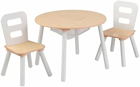 KidKraft Round Wooden Storage Table with 2 Chairs, Kids Table and Chair Sets, Kids Children's Playroom/Bedroom Furniture, 27027