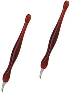 CJESLNA 2 Pack Practical Nail Art Tools Pedicure Cuticle Trimmer Dead Skin Callus Removal Fork Brown