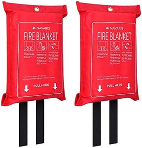 Navaris Fire Blanket for Kitchen (Pack of 2) - 47" x 47" Emergency Fire Suppression Equipment for Home Kitchens, RV, Camper - with Hole to Wall Hang