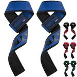 EVO Fitness Weight Lifting Straps Anti Slip Gym Powerlifting Deadlifting Bodybuilding Workout Strength Training Hand Bar Grips Neoprene Gel padded Wrist Support Unisex Men Women (Blue)