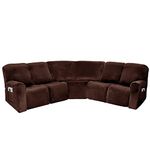 EURHOWING 7-Piece L Shape Sectional Recliner Sofa Covers 4 Seater & 1 Corner Seat,Stretch Jacquard Reclining Couch Cover Slipcover for Reclining L Shape 5 Seat Recliner Corner Sofa