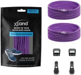 Xpand Elastic No Tie Round Shoelaces - Quick Release Tension Control - One Size Fits All Adult and Kids Shoes (Purple)