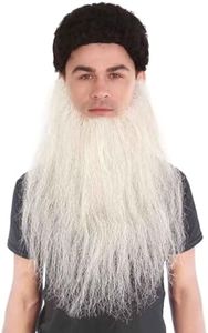 BC GOODS BY Men’s Dark Grey Long Beard – Self Adhesive Old Man Facial Hair – Synthetic Accessory Perfect for Halloween & Cosplay