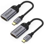 QGeeM USB C to HDMI Adapter 4K Cable, USB Type-C to HDMI Adapter [Thunderbolt 3/4] for Laptop MacBook Pro/Air, iPhone15 Pro max, Dell XPS, HP.Pixelbook, Thinkpad,Surface,etc.-Grey-2Packs