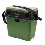 Crystals Fishing Tacke Box Seat - Sea Fishing Padded Seat with Bait Lure Box Set - Carp Fishing Kit Accessories Box - Fishing Gear Storage Organiser, Green/Black