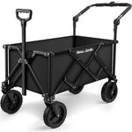 BEAU JARDIN Folding Wagon Cart All Terrain Beach Cart with 360° Rotating Wheels Heavy Duty Utility Collapsible Black Cart with Push Handle Outdoor Garden Sport Shopping BG595