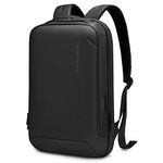 Muzee Laptop Backpack For Men -Slim Business Backpack with Structured Shell and USB Plug-Fits 15.6/17.3 inch PC Work Backpack, Black, Fit 15.6inch laptop, Rucksack Backpacks