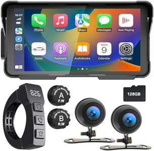 WEUASTE Professional 5.5" Waterproof Touchscreen, Motorcycle DVR, Motorcycle TPMS, Portable Carplay/Android Auto, GPS Navigation for Motorbike, Support Bluetooth, Siri, G00gle Assistant, TF-128G