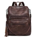 ECOTISH Women PU Leather Backpack Waterproof Casual laptop bag School Shoulder Bag for Ladies (coffee)