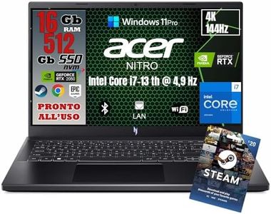 Acer NITRO V15 Notebook Gaming, Processore Intel I7-13620H, RAM 16Gb Ddr5, 512Gb SSD, 15.6 144HZ IPS, Nvidia GeForce RTX 2050 4 GB GDDR6, Win 11 Pro, Tastiera Retroilluminata, Preconfigurato.