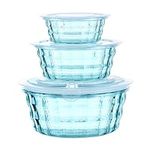 Taiuloo Set of 3 Salad Bowls with Lids, BPA Free Food Storage Bowls, Meal Prep Nesting Bowls for Lunch, Plastic Serving Bowl Set for Salad Pasta Fruit Ramen Dessert Soup Cereal, Blue