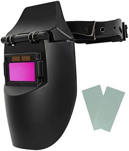 ALLOMN Masque de Soudage, Casque de Soudage Solaire Monté sur la Tête de Réglage du Noircissement Automatique du Casque, Capteur de Sensibilité élevée, Alimenté à L'énergie Solaire (Avec 2 Coussinets)