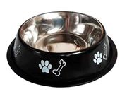 Foodie Puppies Stainless Steel Paw Bone Printed Bowl for Dogs, Cats & Any Pets - 1800ml, Large (Night Black) I Non-Skid Rubber Bottom Food/Water Bowl I Non-Toxic & 100% Safe for Pets