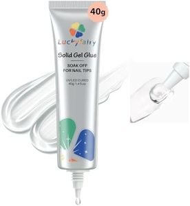 Gel Nail Tips Glue 40ml Super Strong Nail Glue Gel for False Nail Tips U V Curing Needed Soak Off Solid Nail Glue for Acrylic Fake Press On Nails Extensions Long Lasting for Nail Art, Luckyfairy