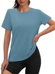 OFEEFAN Women's T-Shirts Loose Fitting Workout Tops for Women Turquoise S