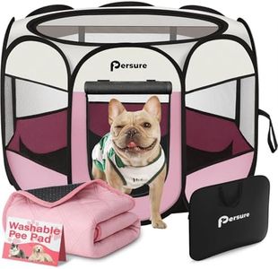 Dog Cat Playpen Indoor Outdoor for Puppy Pet Dogs Cat Recovery After Surgery, Dog Tent Crates Cage Indoor/Outdoor, Portable Pop Up Kennel with Carrying Case for Travel (Pink with Pad, Small)