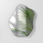 Navaris Black Framed Irregular Glass Mirror - Wavy Asymmetrical Pebble Design - Wall-Mounted Decorative Pond Mirrors - Modern Design Ideal for Living Room, Hallway, & Bedroom