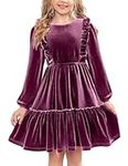 Arshiner Girls Dress Long Sleeve A Line Ruffled Smocked Casual Dress with Pockets 5-14 Years