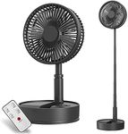 8-Inch Rechargeable Oscillating Foldaway Fan with Remote Control, Timer, 7200mAh 4-Speed, Cordless Standing Pedestal Battery Operated Floor Fan Portable for Home Outdoor Camping Tent Travel