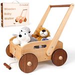 Woodtoe Wooden Baby Walker, Adjustable Speed Push Toys for Babies Learning to Walk, Natural Wood Push and Pull Learning Walker Educational Birthday Toy for Toddler Boy Girl 1+(Patent Protection)