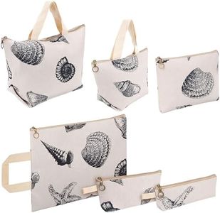 Belle Vous (Lot de 6) Sac & Pochette Tissu Zippée en Coton Imprimé - Pochette Voyage Multifonction pour Cosmétiques, Maquillage, Papeterie, Articles de Toilette & Plus