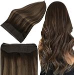 Full Shine Wire Hair Extensions Brown Balayage Wire Extensions Balayage Dark Brown and Light Brown Wire Extensions Real Human Hair for Short 70g 12Inch