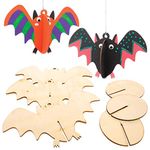 Baker Ross AW768 Halloween Decorations 3D Wooden Craft Bats (Pack of 6)