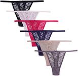 UWOCEKA Lace G String Thongs For Women - Pack of 6 Lacy Sexy See Through Lady's Panties, A Color, Small