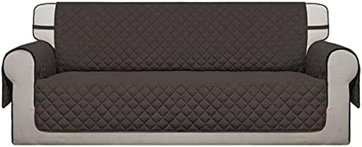 Easy-Going 4 Seater Sofa Slipcover Reversible Sofa Cover Water Resistant Couch Cover with Foam Sticks Elastic Straps Furniture Protector for Pets Children Dog Cat (XX-Large, Chocolate/Chocolate)