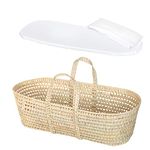 Lamlo Baby Wicker Moses Basket, Natural Look Baby Basket - Baby Carrier with Mattress and Sheet