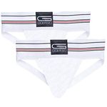 GOLBERG G Men’s Athletic Supporters (2 Pack) - Jock Strap Underwear - Extra Strength Elastic - white - Large