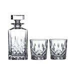 Marquis by Waterford Markham 11 Ounce Double Old Fashioned Glasses Pair and Square Decanter Set, Unleaded Crystal